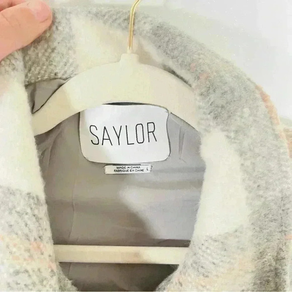 NEW Saylor Layton Jacket Shacket Oversized Fleece Tartan Plaid Large - Picture 5 of 9